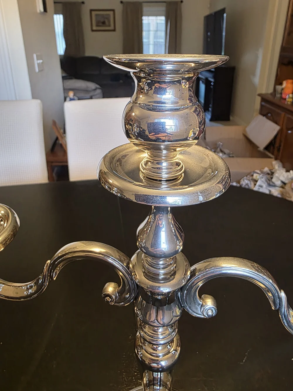 Source Unknown Silver Three-Arm Candelabra Pair